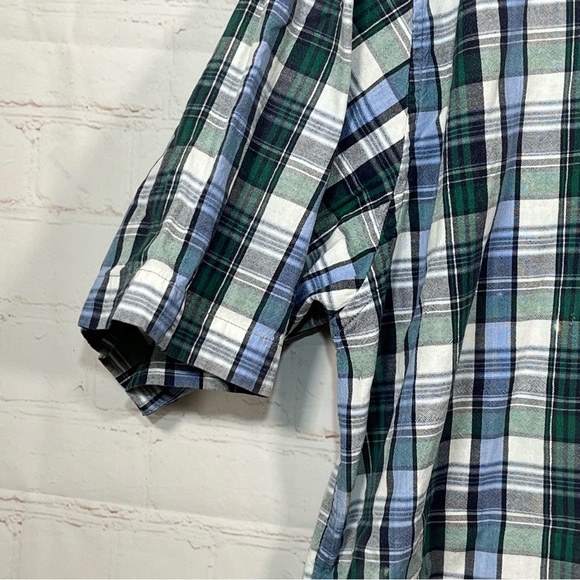 Eddie Bauer Plaid Button Up Shirt Mens Size XL Tall Blue Green Colorful Outdoor - Picture 6 of 10